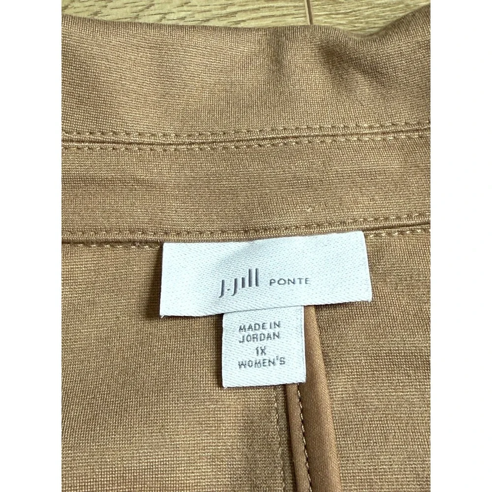 J Jill Blazer Women 1X Plus Ponte Knit Tan Stretch Classic Layer Staple Capsule